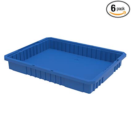 Akro-Mils 33223BLUE CS 22-1/2 -Inch L by 17-3/8-Inch W by 3-Inch H Akro-Grid Slotted Divider Plastic Tote Box, Blue, Case of 6