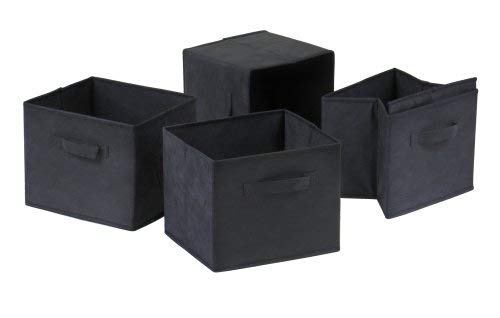 Winsome Capri Foldable Fabric Baskets, Set of 4, Black
