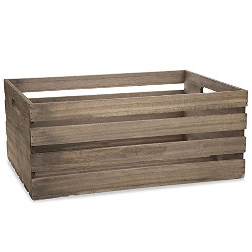 The Lucky Clover Trading Antique Wood Crate Basket with Handles, 17.25