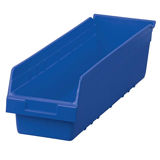 Akro-Mils 30094 ShelfMax Plastic Nesting Shelf Bin Box, 24-Inch L by 6.5-Inch W by 6-Inch H, Blue, Case of 10