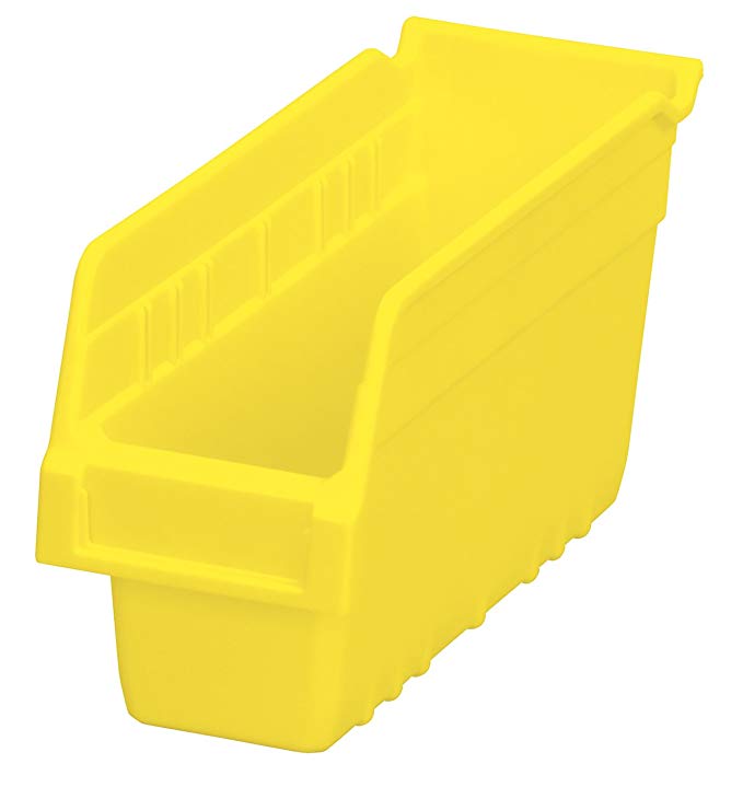 Akro-Mils 30040 ShelfMax Plastic Nesting Shelf Bin Box, 12-Inch Length x 4-Inch Width x 6-Inch Height, Case of 16, Yellow
