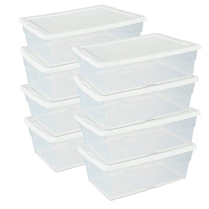 (Set of 8) 6-Quart Stackable Storage Containers - Perfect Shoe Storage System