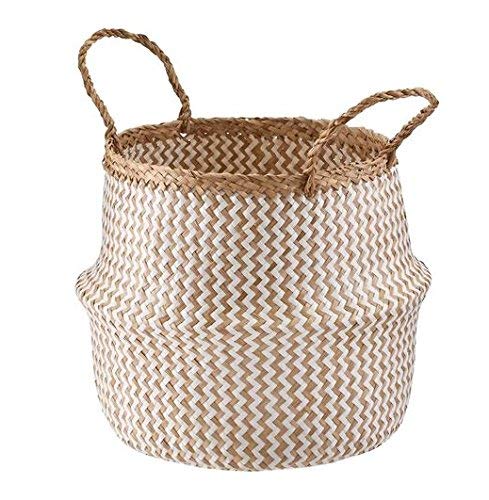 Large Chevron Seagrass Belly Basket Plush Zigzag White