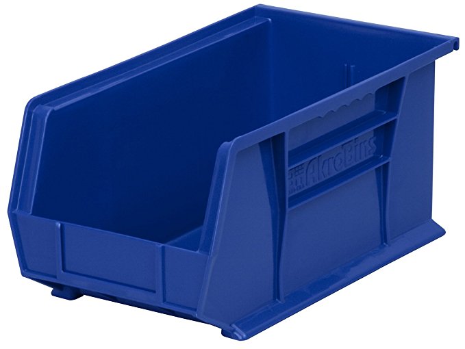 Akro-Mils 30234 Plastic Storage Stacking Hanging Akro Bin, 15-Inch by 5-Inch by 5-Inch, Blue, Case of 12