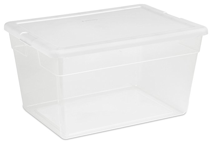 Sterilite 16598008 56 Quart/53 Liter Storage Box, White Lid w/ Clear Base, 8-Pack