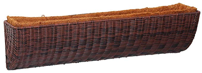 DMC Products 36-Inch Resin Wicker Wall Basket, Antique Brown