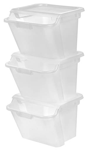 IRIS 41.5 Quart Recycle Storage Bin, 3 Pack, Clear