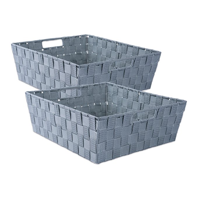 DII Durable Trapezoid Woven Nylon Storage Bin or Basket for Organizing Your Home, Office, or Closets (Tray - 13x15x5