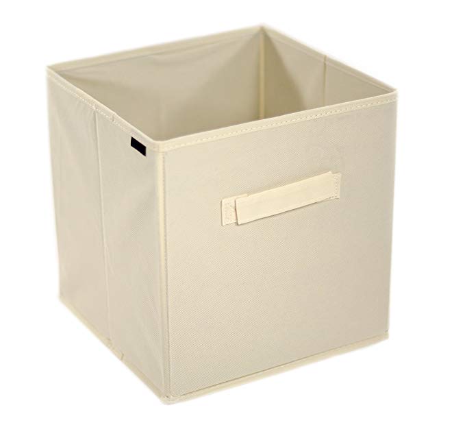Foldable Fabric Storage Cubes. Basket Organization. Bin Organization. (6, Beige)