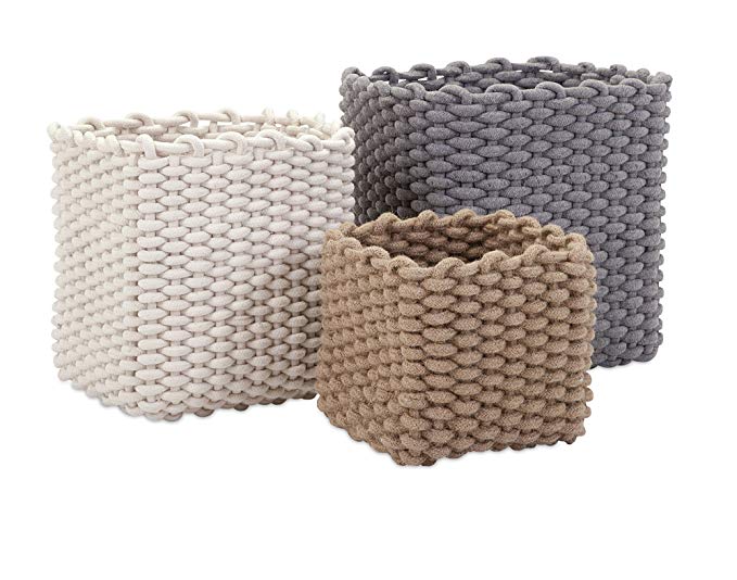 Imax 85886-3 Natural Cotton Rope Baskets - Set of Three, Multi