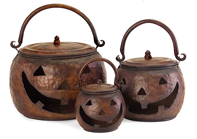 Imax 4628-3 Lidded Pumpkin Basket, Set of 3