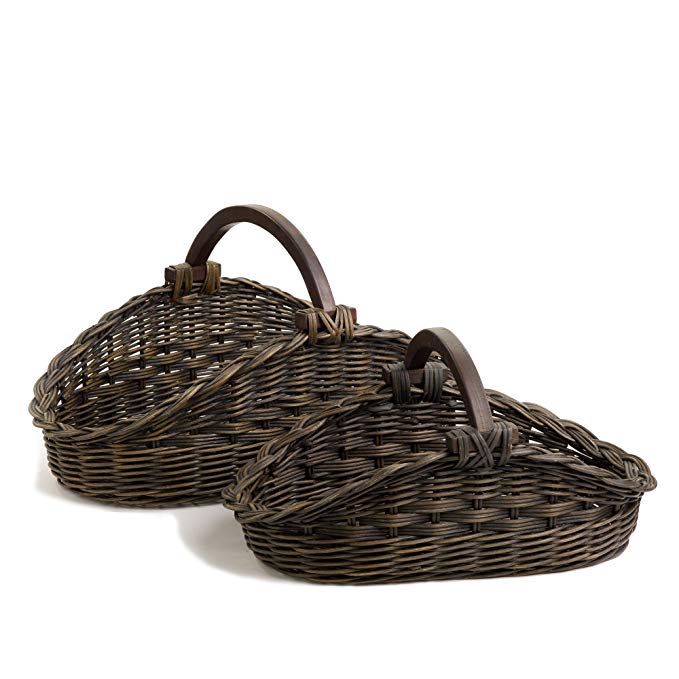 The Basket Lady Wicker Gathering Basket, Small, Antique Walnut Brown