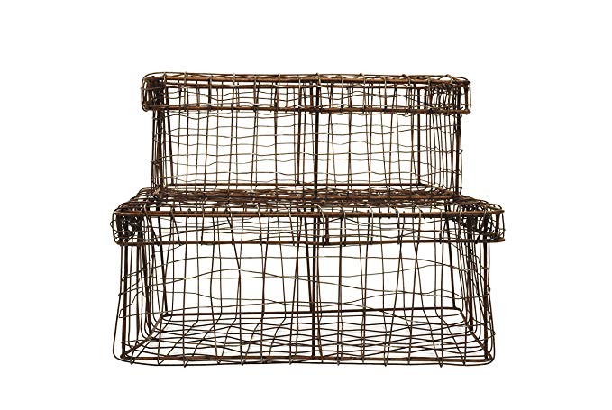 Creative Co-op DA4070 Set of 2 Wire Baskets with Lids