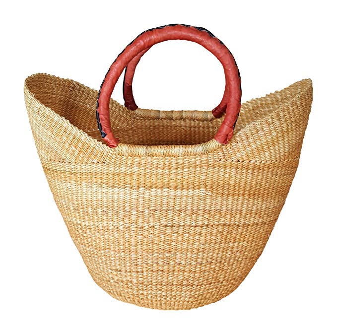 Large Yikene Shopper - Ghana Bolga Basket - Dye-Free #32001
