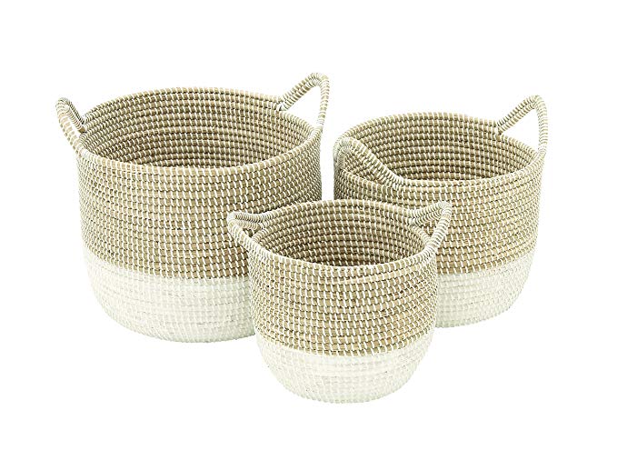 Deco 79 41145 Sea Grass Storage Basket (Set of 3), 13