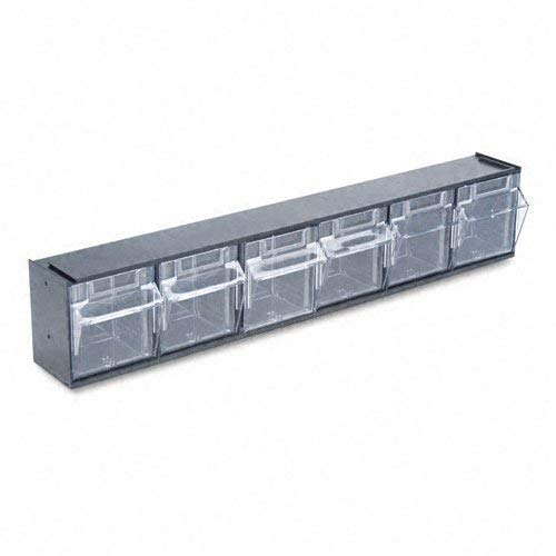 deflect-o : Tilt Bin Plastic Storage System with Six Bins, 23 5/8 x 3 5/8 x 4 1/2, Black -:- Sold as 2 Packs of - 1 - / - Total of 2 Each
