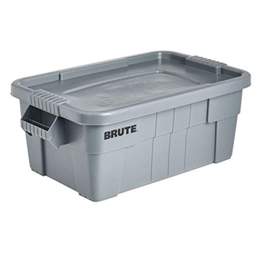Rubbermaid Commercial BRUTE Tote Storage Bin with Lid, 14-Gallon, Gray (FG9S3000GRAY)