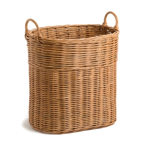 The Basket Lady Narrow Wicker Tote Basket, L, Toasted Oat