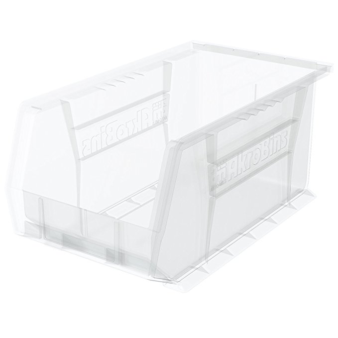 Akro-Mils 30240 Plastic Storage Stacking AkroBin, 15-Inch by 8-Inch by 7-Inch, Clear, Case of 12