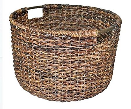 Wicker Large Round Basket Dark Brown - Large baskets Baskets for storage Laundry Baskets Decorative Hampers Shelf baskets - Threshold (1)