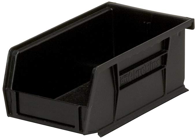 Akro-Mils 30220 Plastic Storage Stacking Akro Hanging Bin, 7-Inch by 4-Inch by 3-Inch, Black, Case of 24