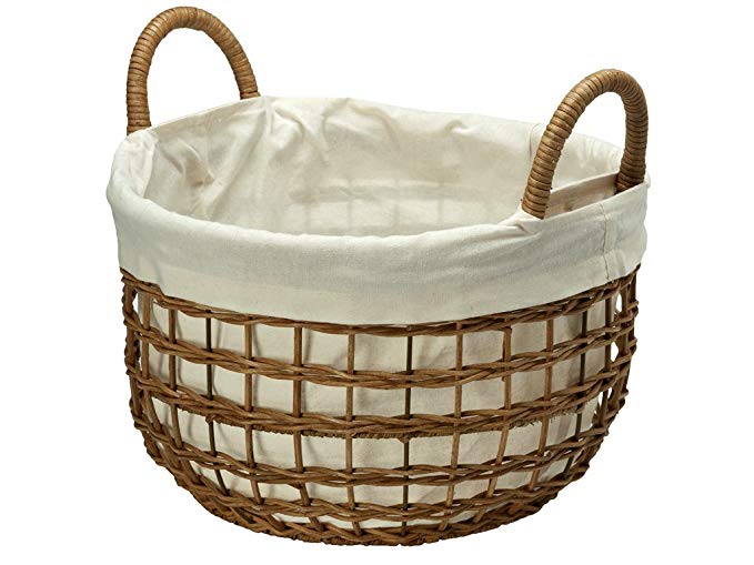 KOUBOO Open Weaver Wicker Basket with Liner, Small