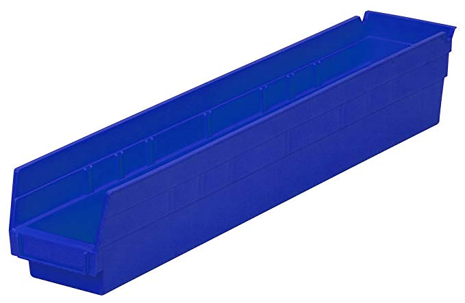 Akro-Mils 30124 24-Inch by 4-Inch by 4-Inch Plastic Nesting Shelf Bin Box, Blue, Case of 12