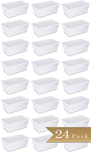 TrueCraftware Set of 24 6 Quart Clear Storage Containers White Lids