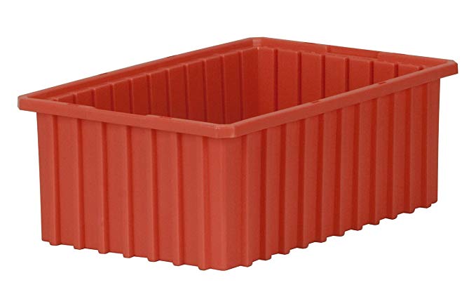 Akro-Mils 33166 Akro-Grid Slotted Divider Plastic Tote Box, 16-1/2-Inch Length by 10-7/8-Inch Width by 6-Inch Height, Case of 8, Red