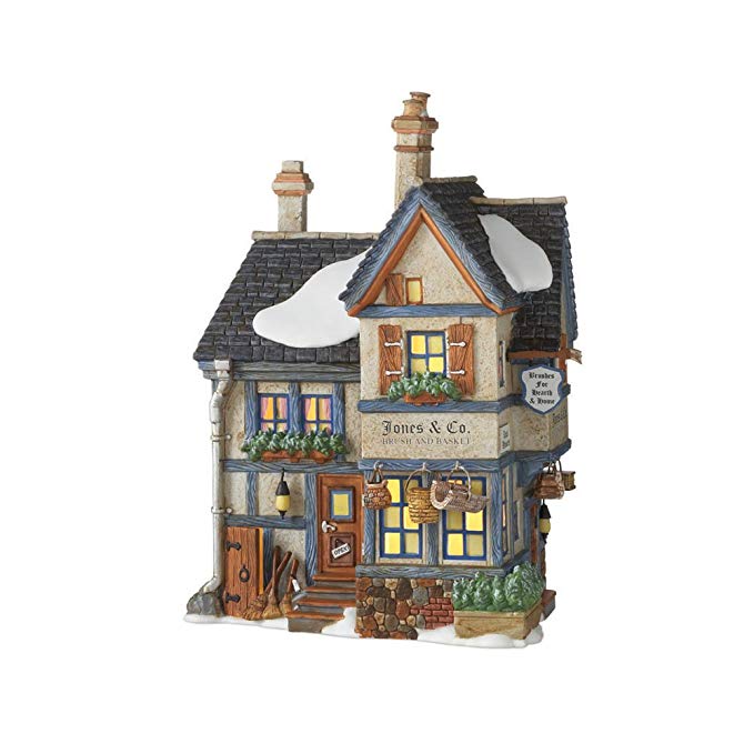 Department 56 Dickens' Village Jones and Co. Brush and Basket Shop Lit Building
