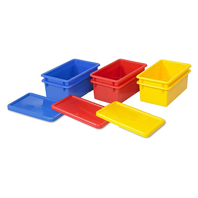 ECR4Kids Stack and Store Tubs with Lids, Assorted (6-Pack)