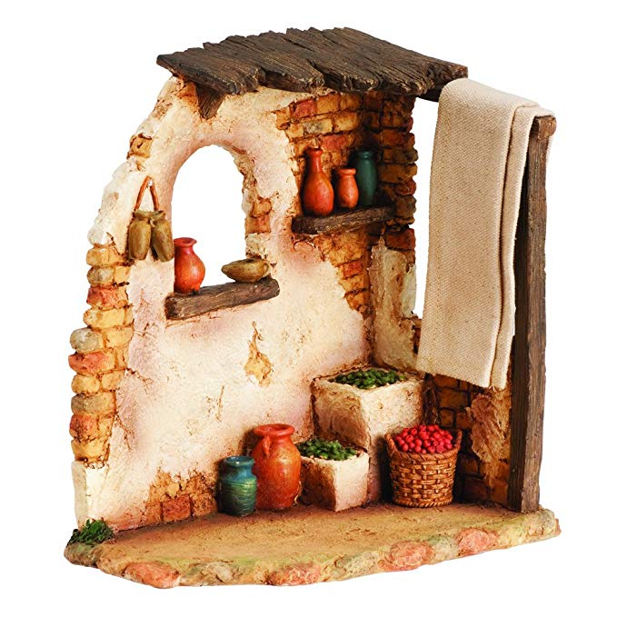 Fontanini 3-Piece Olive and Figure Shop Set with 2 Baskets