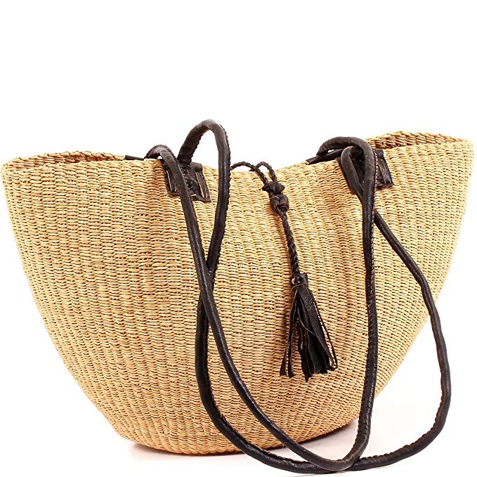 Fair Trade Ghana Bolga Africa Dye-Free Shoulder Bag 14-16 Across, 54548