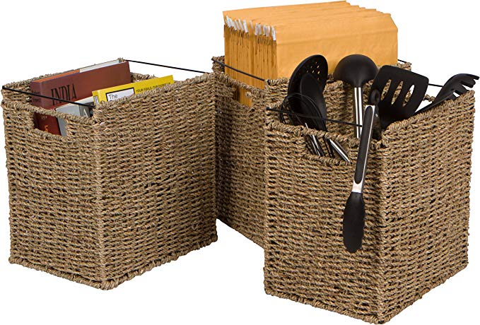 Trademark Innovations Rattan Woven Decorative File Folder Basket - Set of 3 by