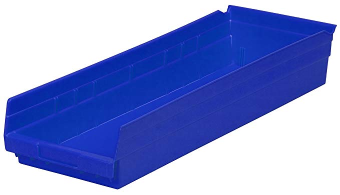 Akro-Mils 30184 24-Inch by 8-Inch by 4-Inch Plastic Nesting Shelf Bin Box, Blue, Case of 6