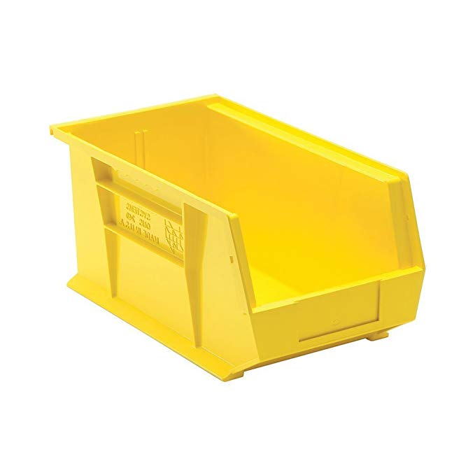 Quantum QUS240 Plastic Storage Stacking Ultra Bin, 14-Inch by 8-Inch by 7-Inch, Yellow, Case of 12