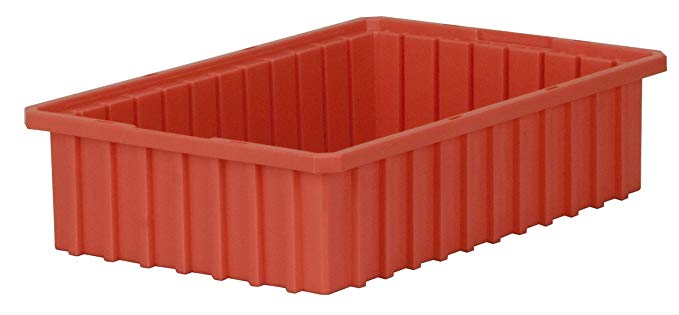 Akro-Mils 33164 Akro-Grid Slotted Divider Plastic Tote Box, 16-1/2-Inch Length by 10-7/8-Inch Width by 4-Inch Height, Case of 12, Red