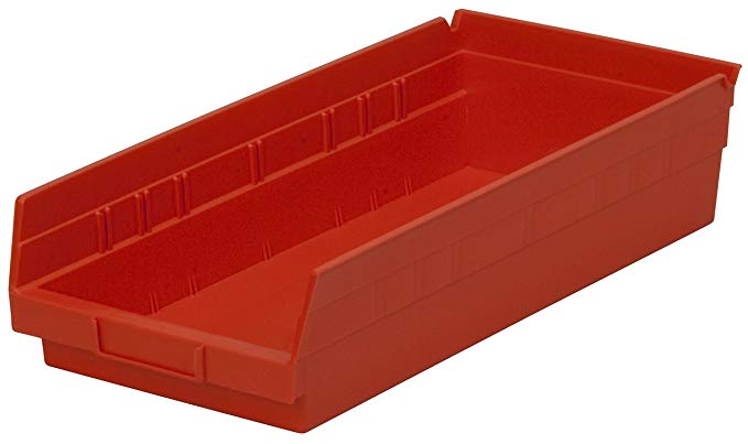 Akro-Mils 30150 12-Inch by 8-Inch by 4-Inch Plastic Nesting Shelf Bin Box, Red, Case of 12