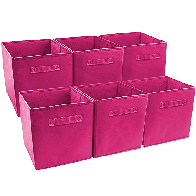 Sorbus® Foldable Storage Cube Basket Bin (6 Pack, Pink)